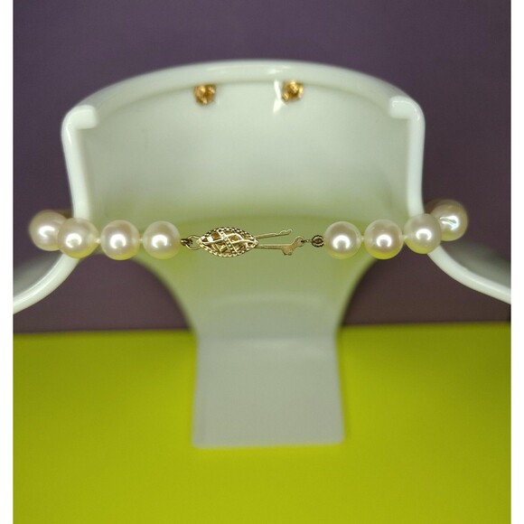 Vintage CP Pearl Necklace Earrings Set 14K Gold Filigree Clasp Bridal Jewelry 2x - Picture 7 of 16